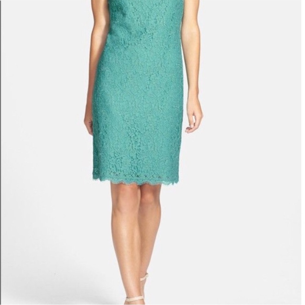 Adriana Papell Lace lace turquoise sheath dress